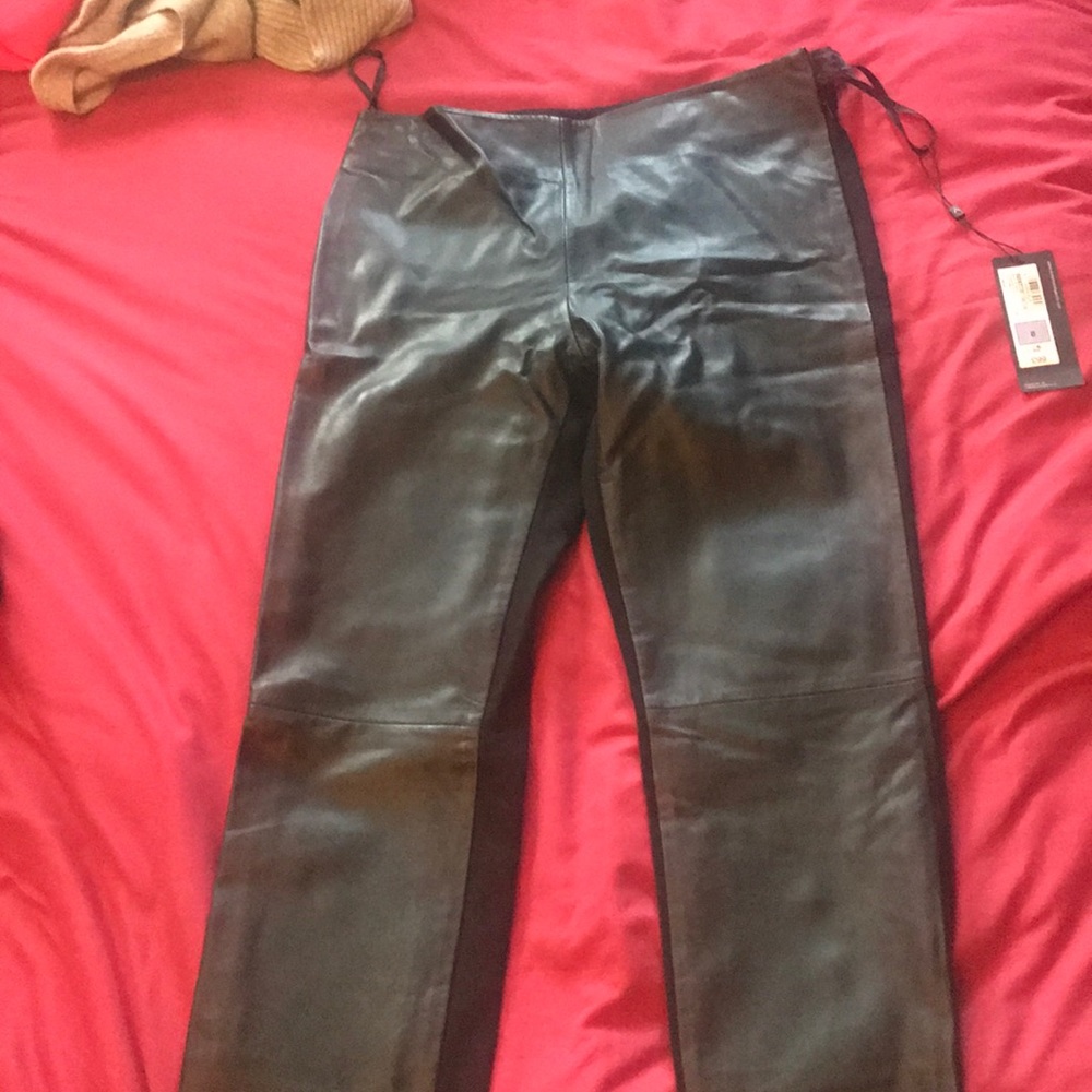 Leather front pants